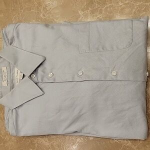 John W. Nordstrom Gray Striped Button-Down 100% Egyptian Cotton Shirt, 17/35